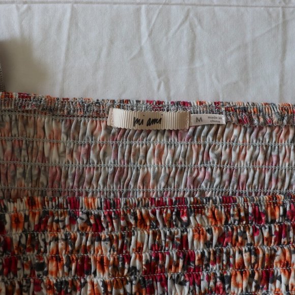 Francesca’s Mi Ami Floral Puff Sleeve Blouse Red White Size M - Picture 4 of 4